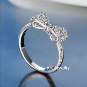 💎RING, Bow Ring 925 Serling Silver Micro Paved Bowknot Bow Tie